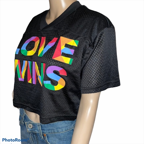 Love Wins Rainbow Pride mesh cropped top 🌈 - Picture 2 of 5